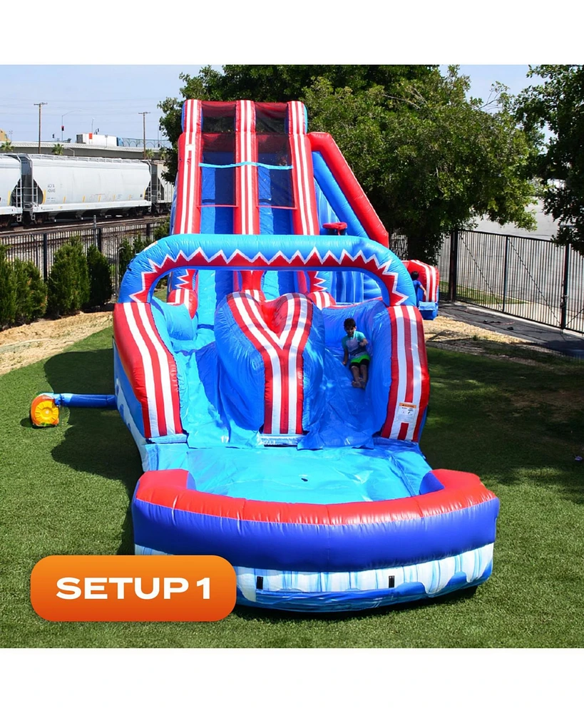 JumpOrange Flash Dual Lane Slide (5 in 1) with Pop Out Fun Slip N Slide