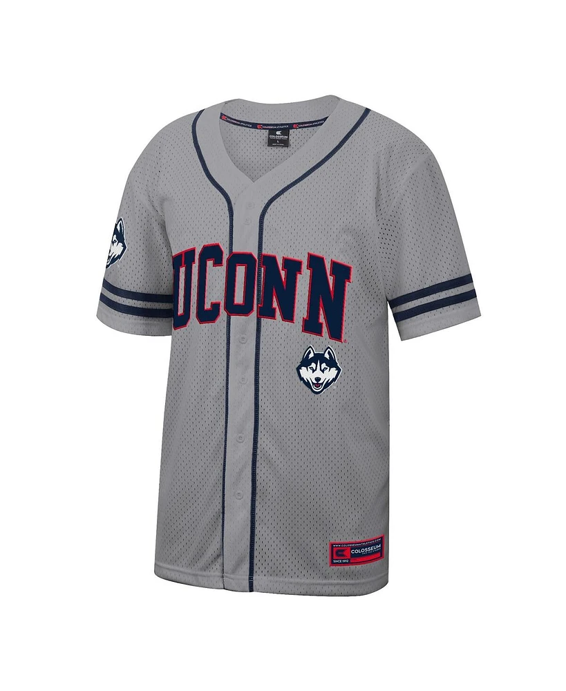 Colosseum Men's Gray UConn Huskies Free Spirited Baseball Jersey
