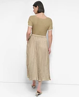 Dkny Women's Crushed Crease Pull-On Midi Skirt