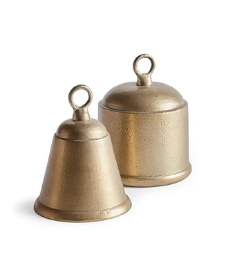 6.4" La Taverna Decorative Cast Aluminum Tabletop Centerpiece Bells Set of 2