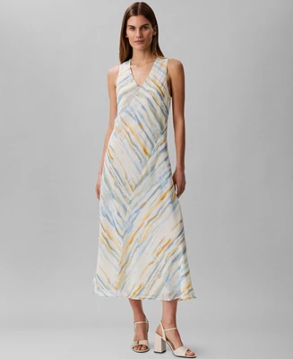 Calvin Klein Women's Printed V-Neck Sleeveless Midi Dress