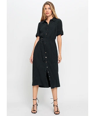 Olsen Women's Crinkle A-Line Shirt Dress