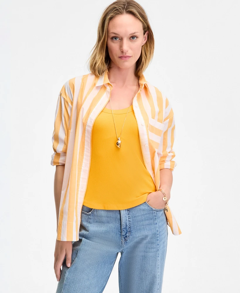 On 34th Women's Striped Long-Sleeve Shirt, Exclusively at Macy's