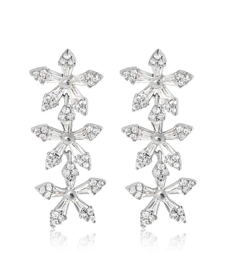 Jessica Simpson Crystal Snowflake Drop Earrings - Silver
