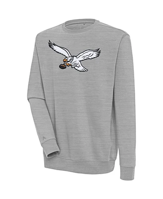 Antigua Men's Heather Gray Philadelphia Eagles Throwback Logo Victory Pullover Sweatshirt