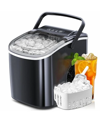 Zafro Ice Makers Countertop with Self-Cleaning, 9 Bullet Ice Ready in 6Mins, 26.5Lbs/24Hrs, Portable Ice Maket with Handle/Ice Scoop/Basket for Home/K