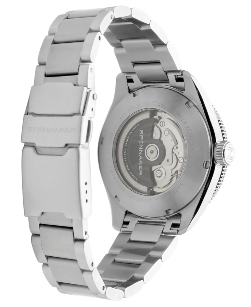 Spinnaker Men's Croft 42 Skeleton Automatic Sandblasted Solid Stainless Steel Bracelet Watch, 42mm