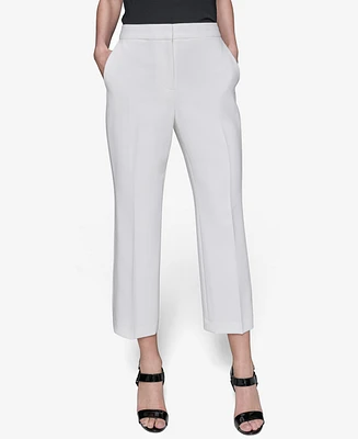 Karl Lagerfeld Paris Women's Cropped Wide-Leg Mid-Rise Pants