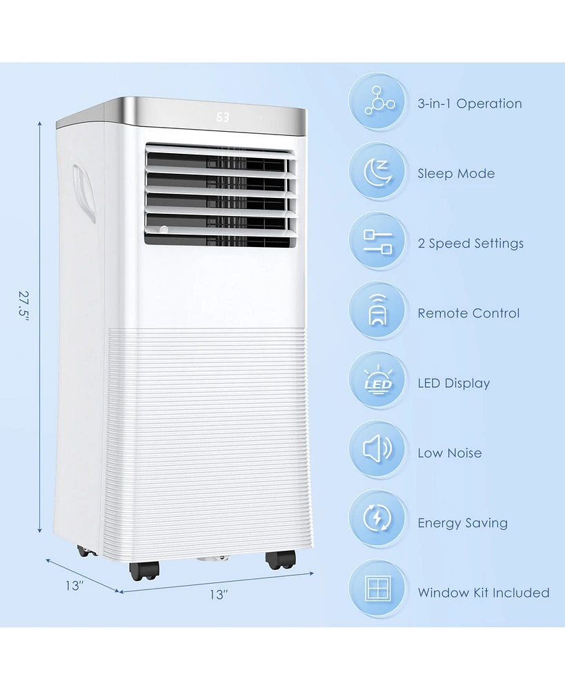 Gymax 3-in-1 Portable Air Conditioner 10,000 Btu Ashrae Air Cooler w/ 24H Timer
