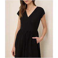 Pact Women's Fit & Flare Crossover Dress