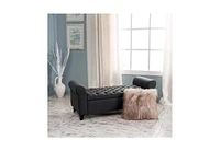 Tufted Storage Ottoman Bench with Rolled Arms, Button-Tufted Diamond Stitching, Soft-Close Hinges, and Versatile Design for Seating and Storage-The Po