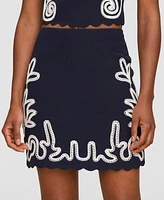 Avec Les Filles Women's Embroidered Mini Skirt