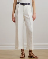 Lauren Ralph Lauren Women's Pleated Linen-Blend Twill Wide-Leg Pants