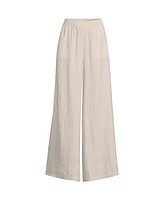 Lands' End Women's Linen High Rise Palazzo Pants - Set Bottom