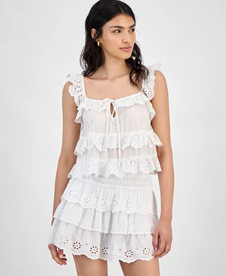 And Now This Women's Cotton Eyelet-Ruffled Tank Top
