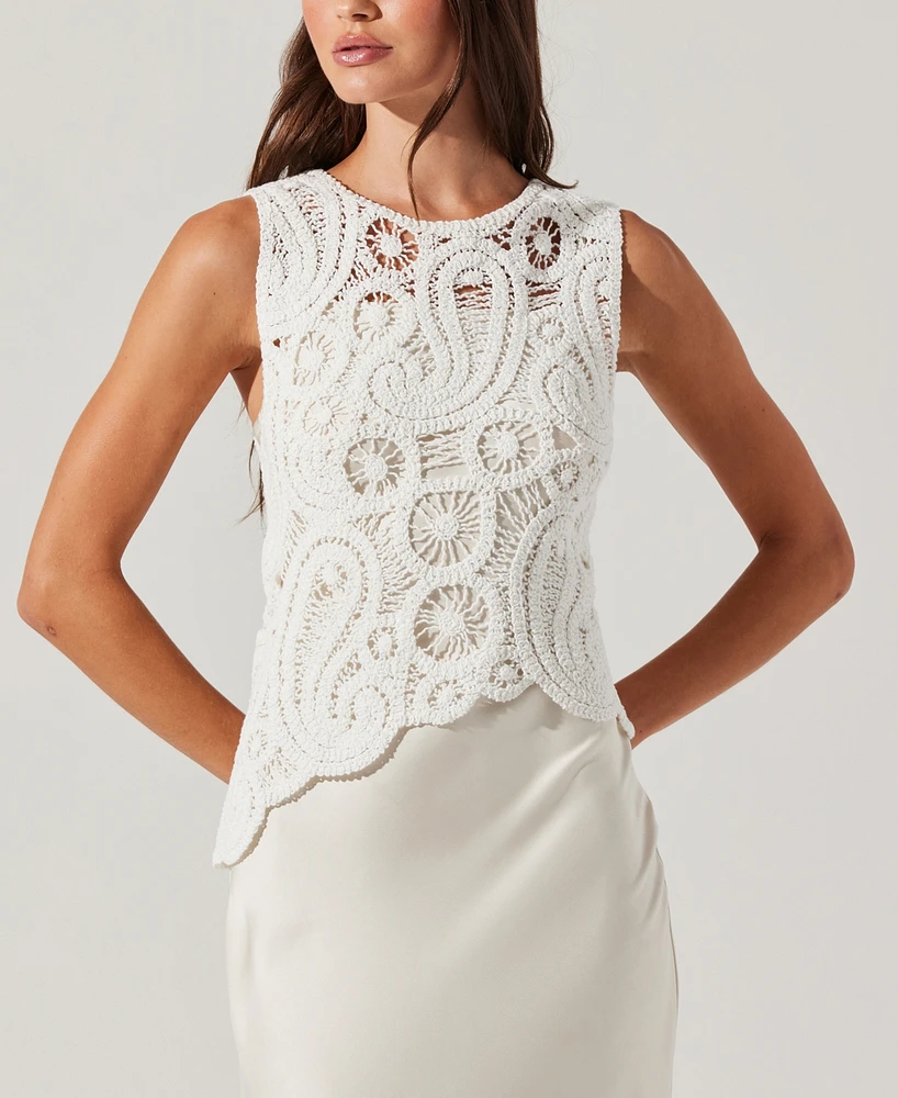 Astr the Label Women's Martina Crochet-Overlay Slip Dress