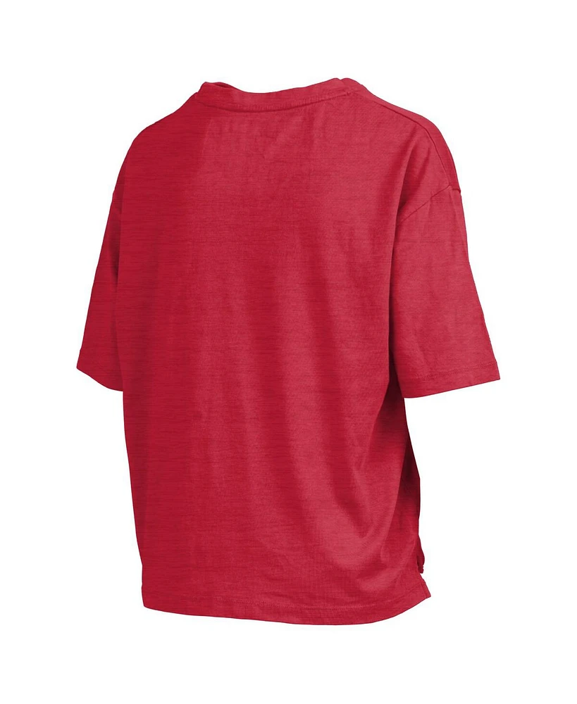 Pressbox Women's Red Wisconsin Badgers Nelson Arch Over Logo Waist Length Oversized Slub T-Shirt