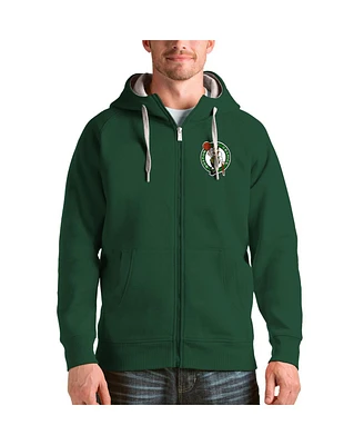 Antigua Men's Hunter Green Boston Celtics Logo Victory Full-Zip Hoodie