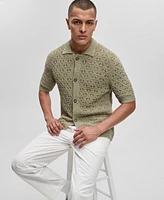 Hugo by Boss Men's Sommp Short Sleeve Knitted Textured Button-Front Shirt