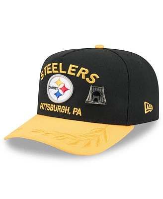 New Era Men's Black/Yellow Pittsburgh Steelers 2025 Nfl Draft On Stage A-Frame 59FIFTY Fitted Hat