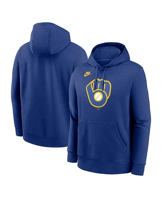 Nike Men's Royal Milwaukee Brewers Cooperstown Collection Logo Club Pullover Hoodie