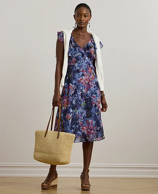 Lauren Ralph Petite Print Ruffle-Trim Georgette Midi Dress