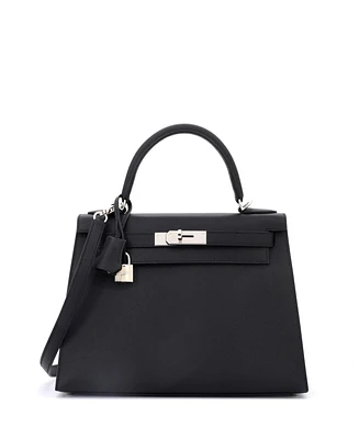 Pre-Owned Hermes Kelly Handbag Epsom with Palladium Hardware