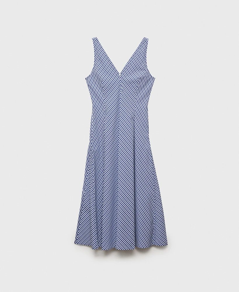 Mango Women's Striped Flared Midi Dress