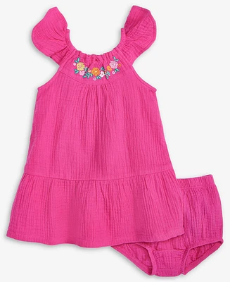 First Impressions Baby Girls Cotton Knit Gauze Dress & Bloomer, 2 Piece Set, Exclusively at Macy's