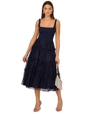 Adrianna Women's Crepe and Lace Midi Dress
