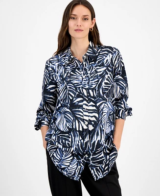 Tahari Asl Women's Printed Button-Front Blouse