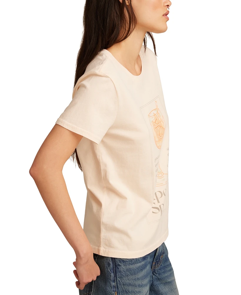 Lucky Brand Women's Cotton Aperol Spritz Crewneck Tee