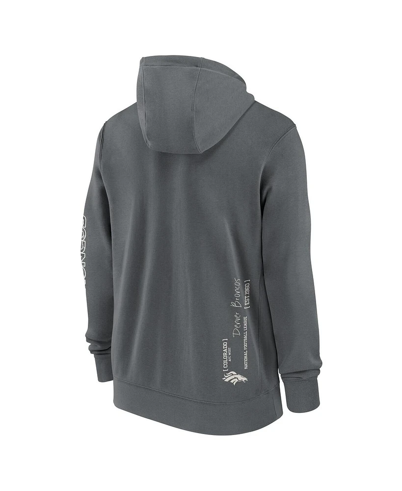 Nike Men's Gray Denver Broncos Statement Performance Full-Zip Hoodie Jacket