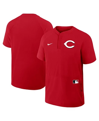 Nike Men's Red Cincinnati Reds Authentic Collection Raglan Short Sleeve Windshirt