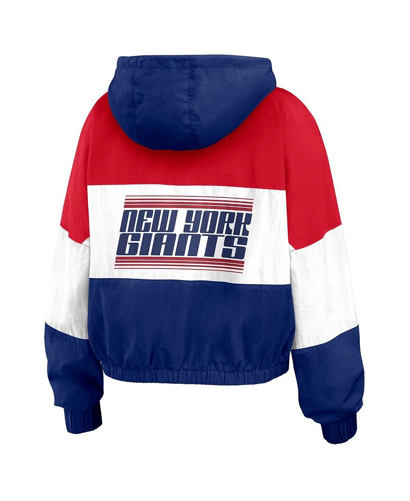 Wear By Erin Andrews Women's Royal New York Giants Color Block Full-Zip Windbreaker Jacket