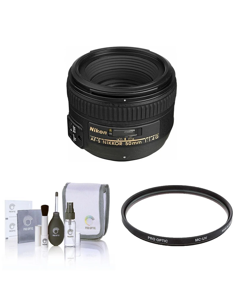 Nikon 50mm f/1.4G Af-s Nikkor Lens, Bundle with ProOptic 58mm Multi Coated Uv Slim Filter, Cleaning Kit