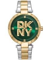 Dkny Women's Essential Logo Dark Green Dial Gold Two-Tone Stainless Steel Bracelet Watch 38mm