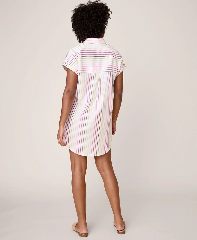 UNTUCKit Women's Cotton Stretch Short Sleeve Stripe Eleanor Dress