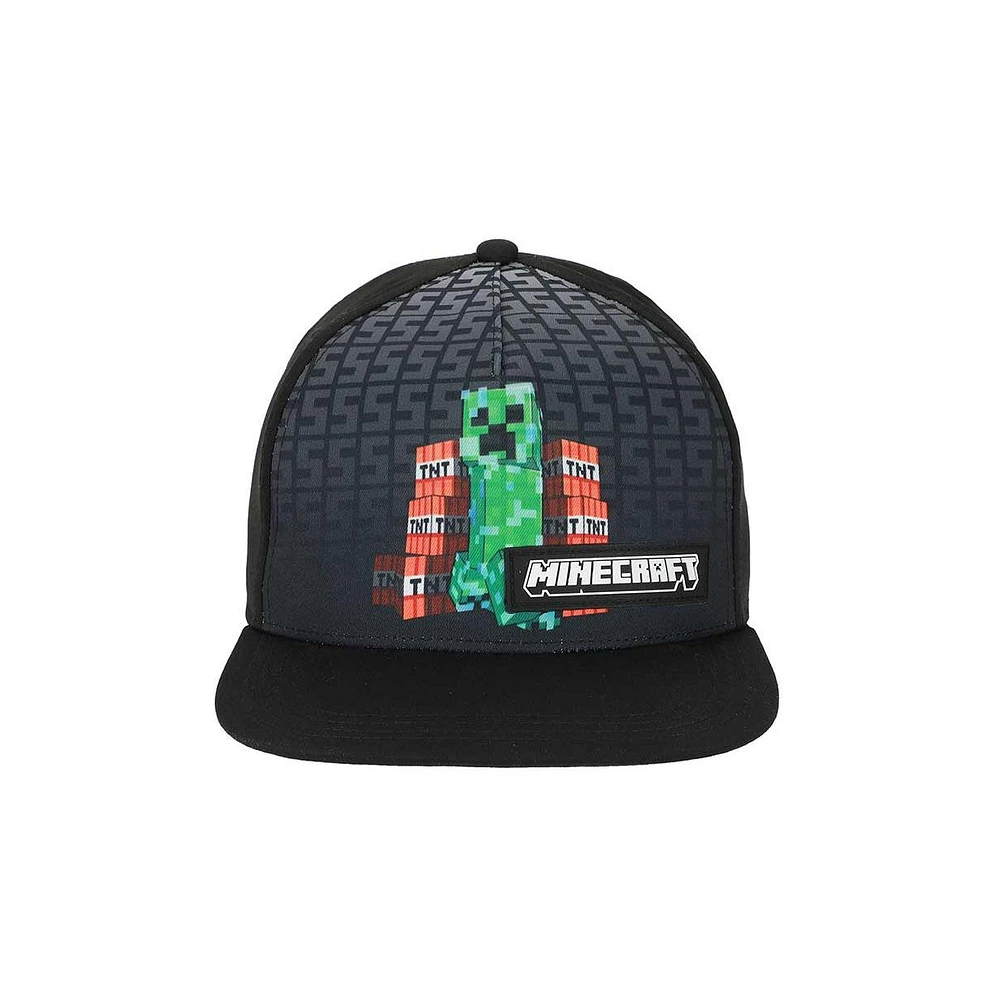 Minecraft Boys Charged Creeper Youth 2-Pack Curved Bill Snapback Hat & Bi-Fold Wallet Combo Set
