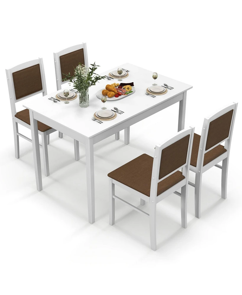 Slickblue 5-Piece Dining Table Set for 4 with Rubber Wood Legs – Compact Design for Small Dining Rooms