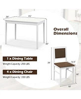 Slickblue 5-Piece Dining Table Set for 4 with Rubber Wood Legs – Compact Design for Small Dining Rooms