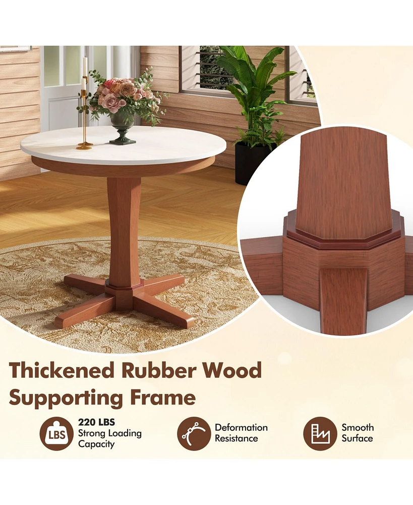 Wooden Round Dining Table with Pedestal Base