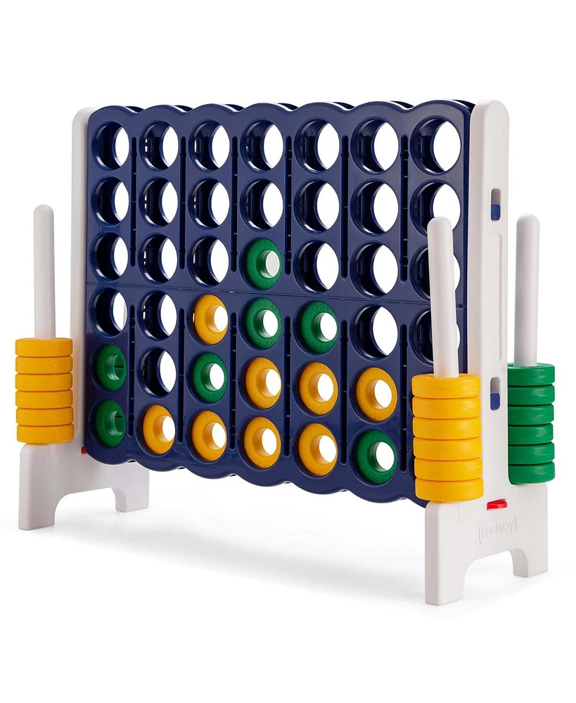 Gymax Jumbo 4-to-Score Game Set Giant 4 in A Row Kids Adults w/ 42 Jumbo Rings