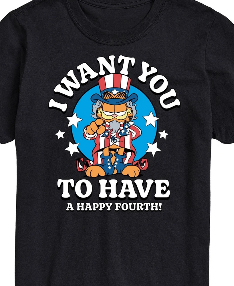 Airwaves Men's Garfield Want You to Have a Happy Fourth Short Sleeve T-Shirt