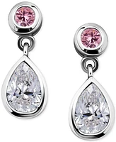 Giani Bernini Pink & White Cubic Zirconia Round Pear Bezel Drop Earrings, Exclusively at Macy's