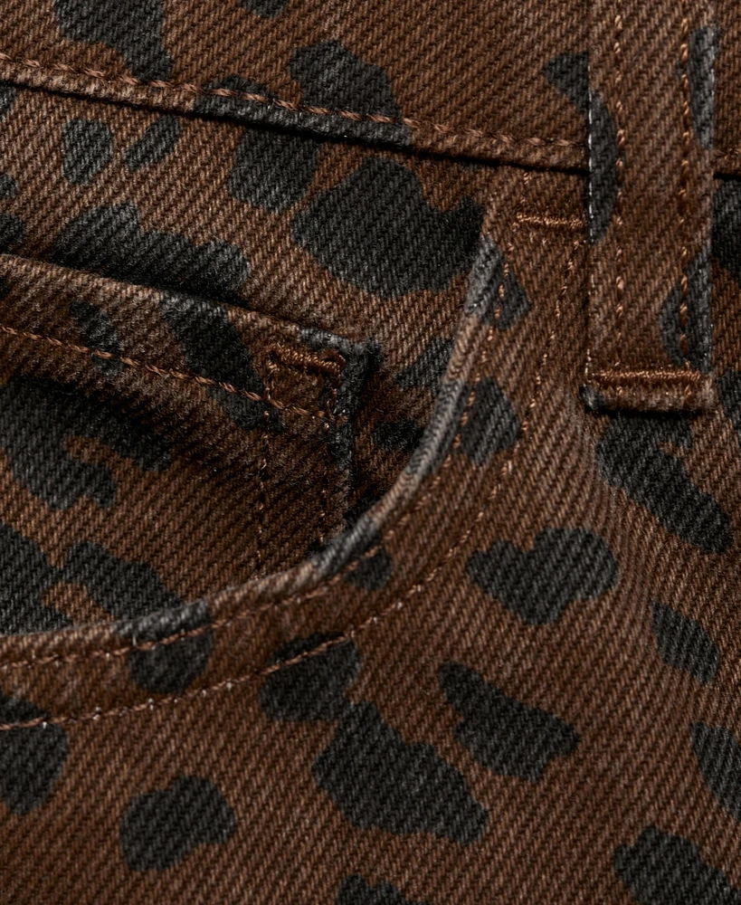 Mango Women's Leopard-Print Straight Jeans