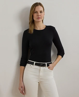Lauren Ralph Cotton-Blend Long-Sleeve Top