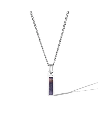 Vincero Men's Birthstone Tag Necklace - Silver Stainless Steel Pendant
