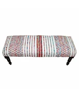 Chevron Stripe Upholstered Bench with Legs for Living Room or Entryway