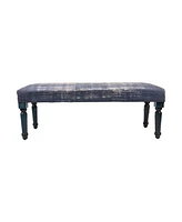 Abstract Design Upholstered Bench with Legs for Living Room or Entryway
